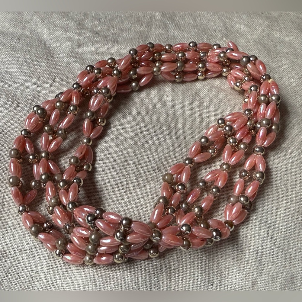 Pink Beaded Multi-Strand Necklace